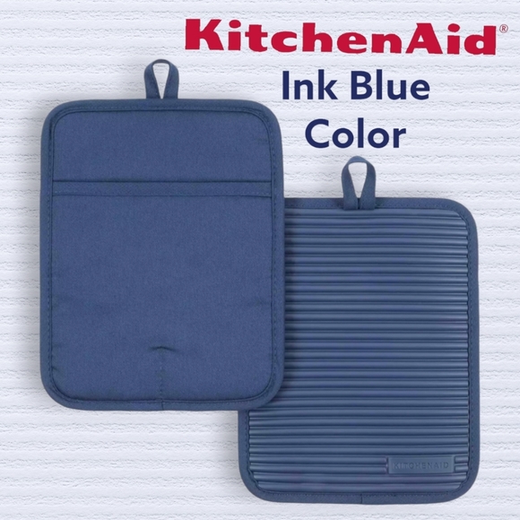 Kitchenaid Set Of 2 Ink Blue Color Pot Holders - NWT - Picture 8 of 8